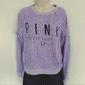 VS PINK Small Leopard Print Crewneck Sweatshirt